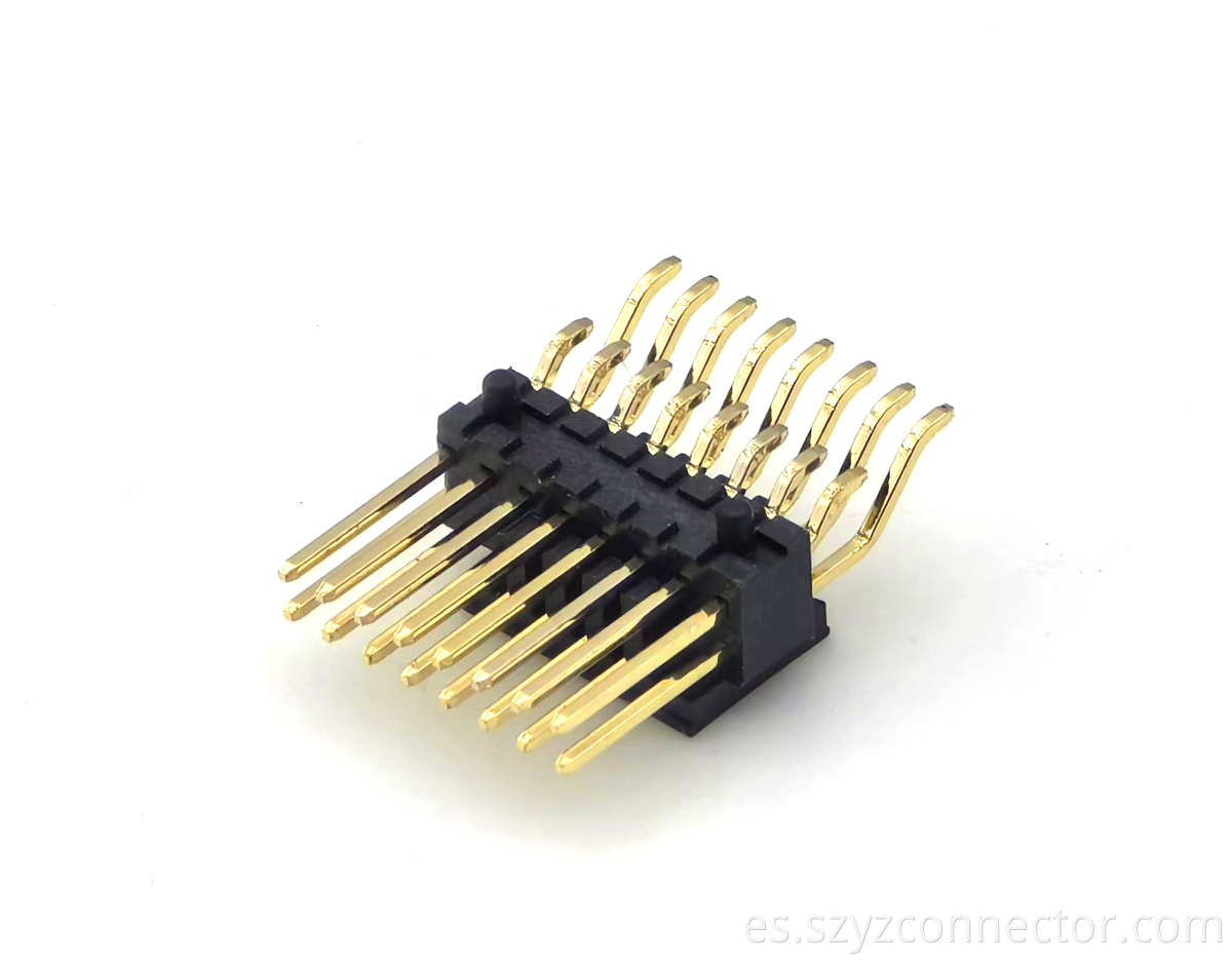 conector del jefe del Pin de la echada de 1.27m m con los postes laterales SMT de ángulo recto de la fila dual SQ0.4/0.46mm H2.5mm 2*8P 1.27mm Pitch Pin header Connector With Side Posts Dual Row Right Angle SMT SQ0.4/0.46mm H2.5mm 2*8P